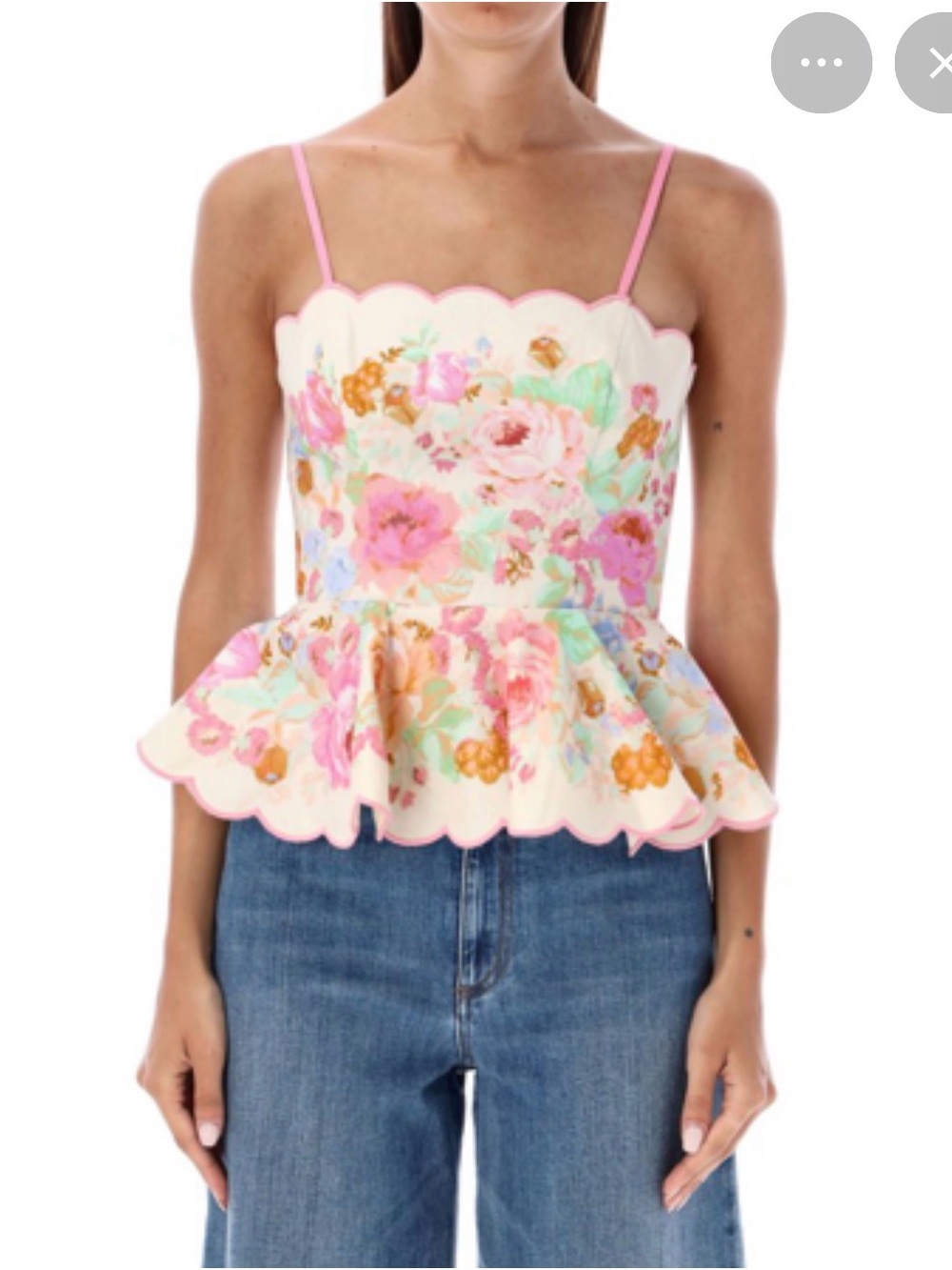 Zimmerman Floral Scalloped Peplum Top in
